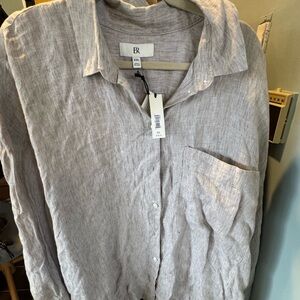 Banana Republic Linen Button-Down Shirt in Light Gray